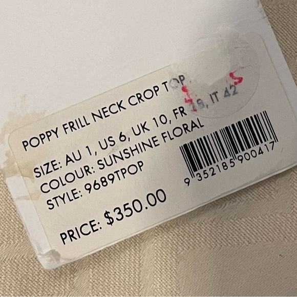 ZIMMERMAN LINEN CROP TOP SIZE AU 1 / US 6 NWT - Picture 9 of 9